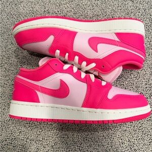Air Jordan 1 Low Hyper Pink Sneakers, Size 5.5Y